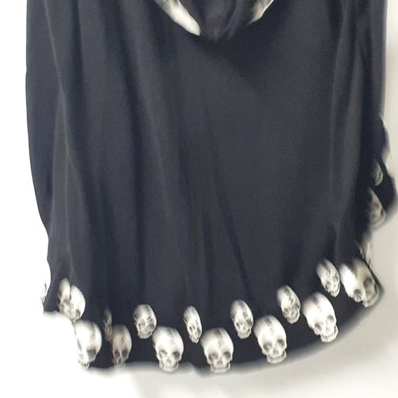 Hot Topic Black & White Skull Goth Punk Ruffle Hooded Cardigan Size Large - Picture 8 of 11